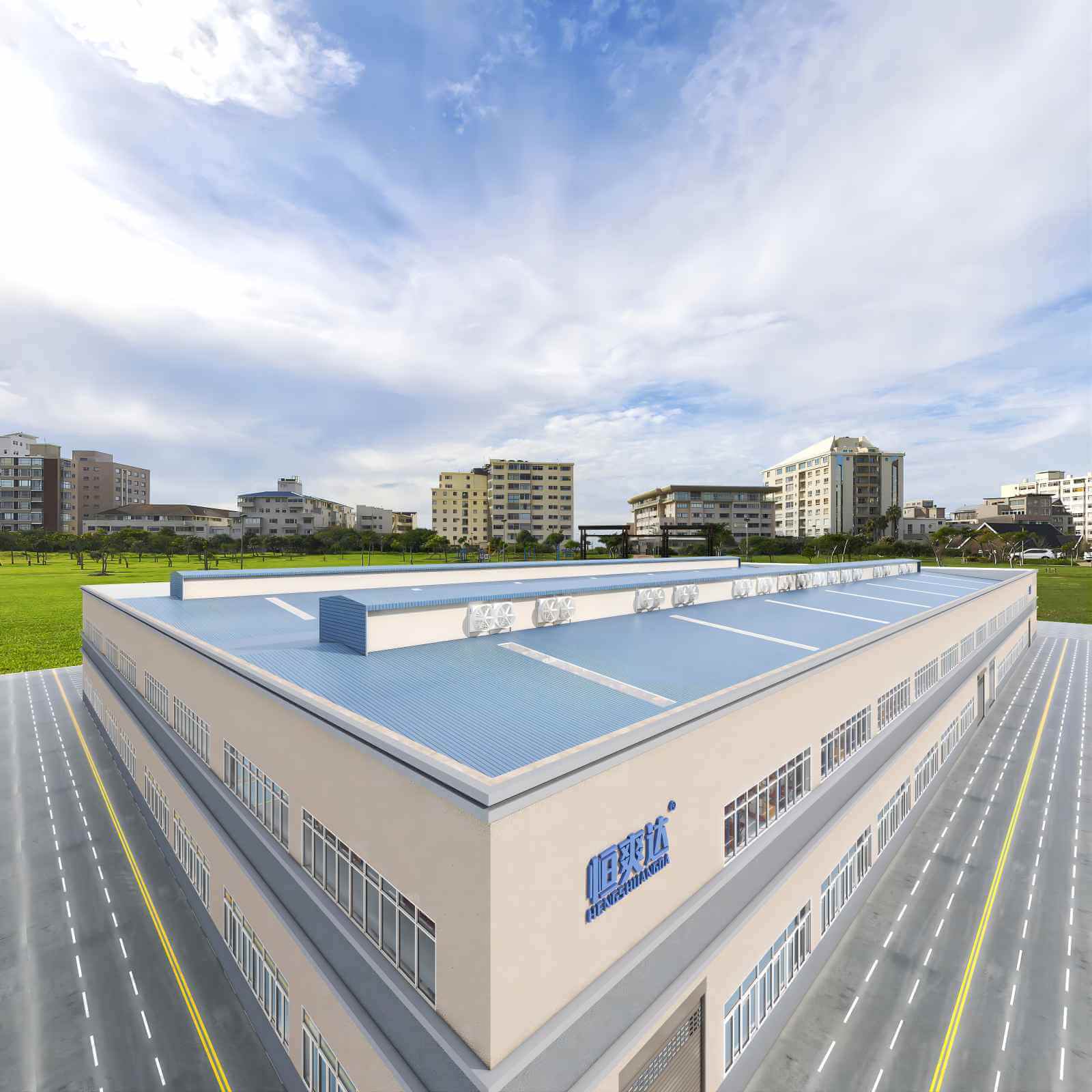 roof exhaust fan and hvls fan 3d solution