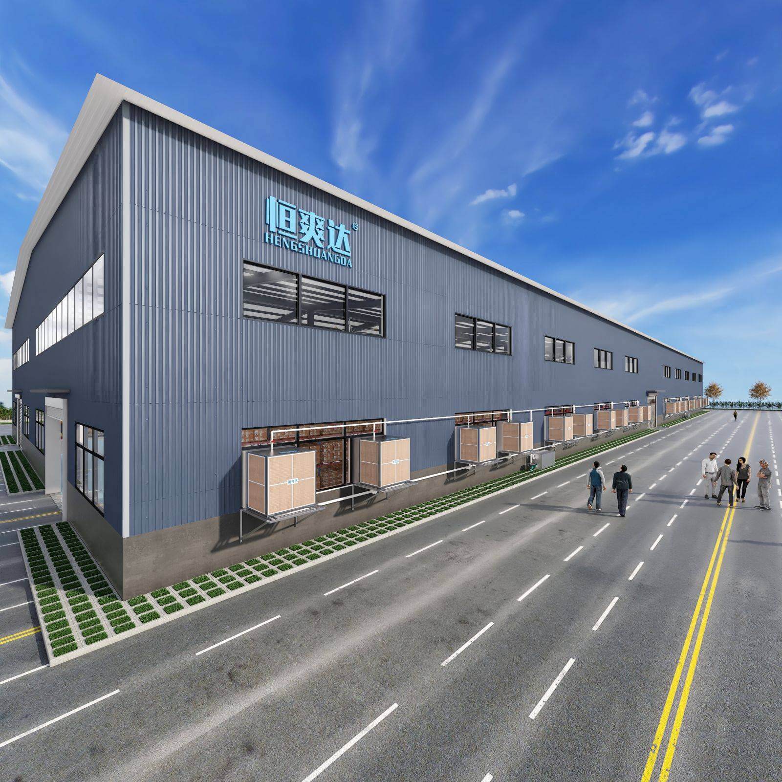 Air Cooler + HVLS FAN + Exhaust Fan solution